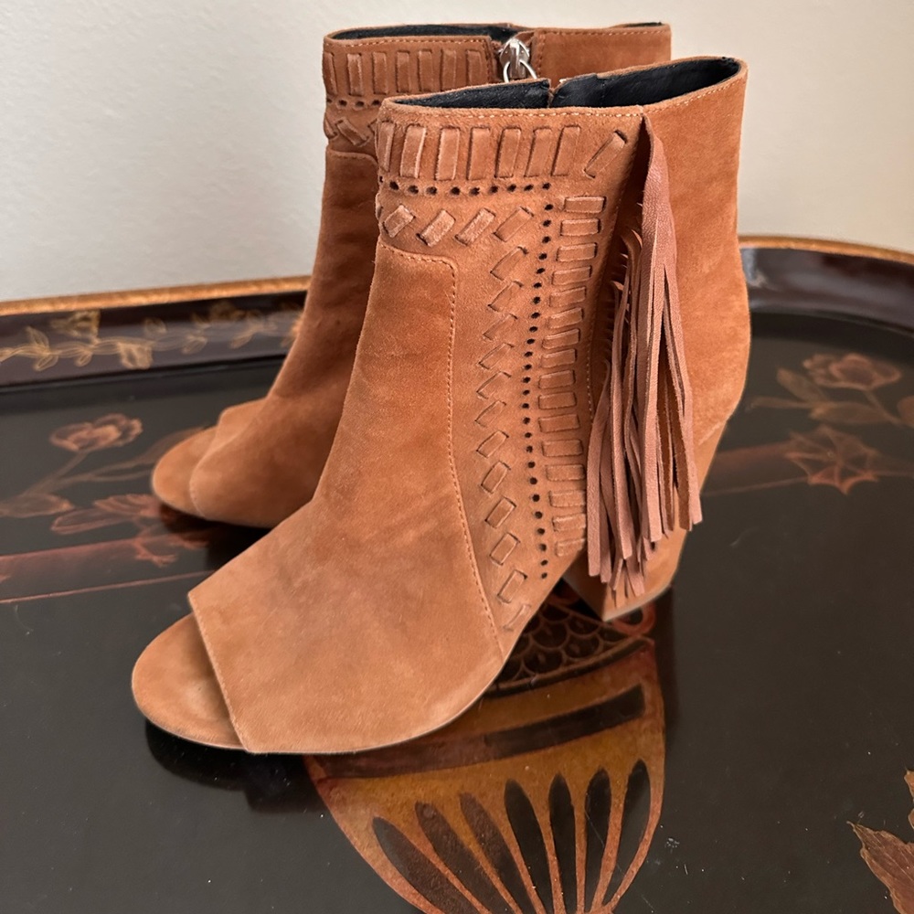 Rebecca Minkoff Tan Ankle Boots with Fringe
